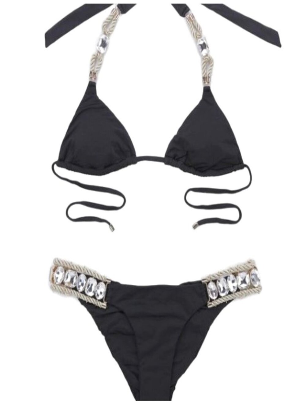 NWT Beach Bunny Swimwear Hailey Bikini Black with Crystals